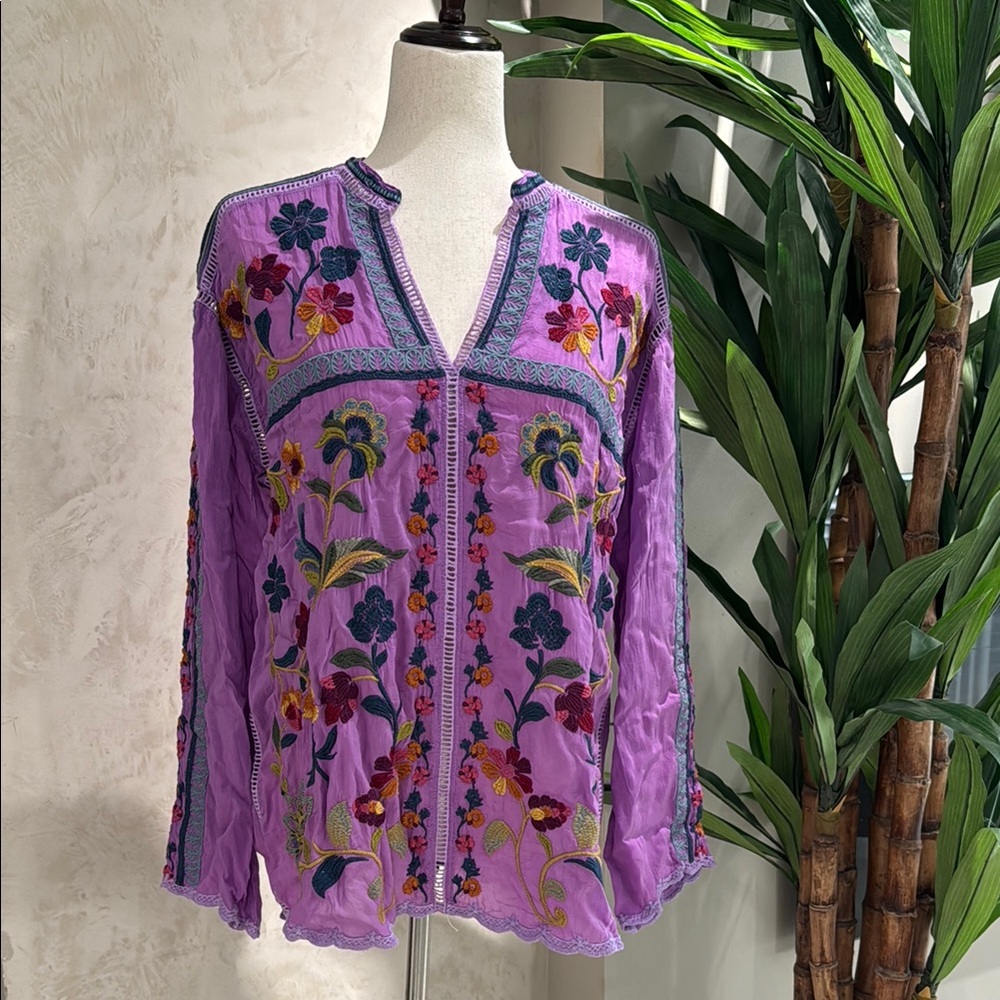 Johnny Was Purple Embroidered Tunic